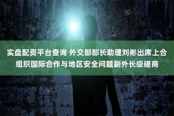 实盘配资平台查询 外交部部长助理刘彬出席上合组织国际合作与地区安全问题副外长级磋商