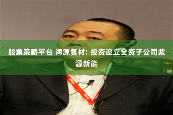 股票策略平台 海源复材: 投资设立全资子公司紫源新能