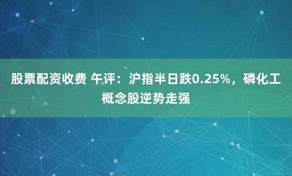 股票配资收费 午评：沪指半日跌0.25%，磷化工概念股逆势走强