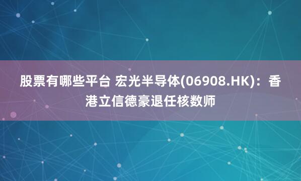 股票有哪些平台 宏光半导体(06908.HK)：香港立信德豪退任核数师