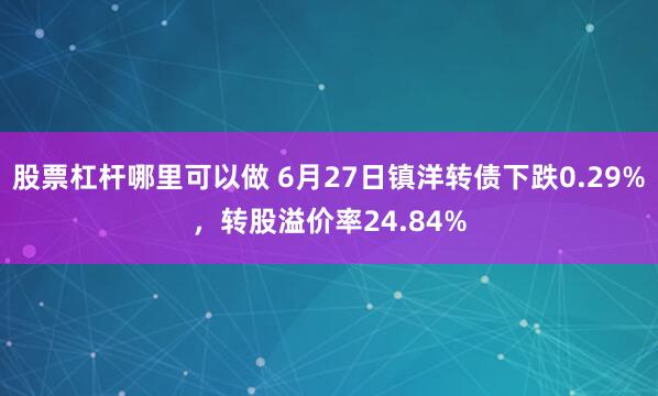 股票杠杆哪里可以做 6月27日镇洋转债下跌0.29%，转股溢价率24.84%