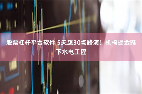 股票杠杆平台软件 5天超30场路演！机构掘金雅下水电工程