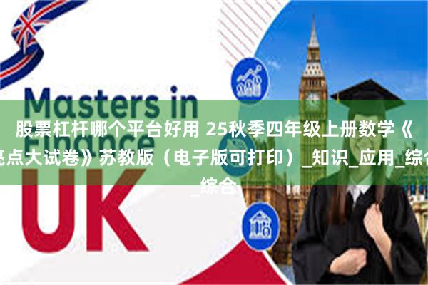 股票杠杆哪个平台好用 25秋季四年级上册数学《亮点大试卷》苏教版（电子版可打印）_知识_应用_综合
