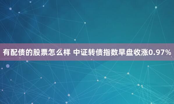 有配债的股票怎么样 中证转债指数早盘收涨0.97%