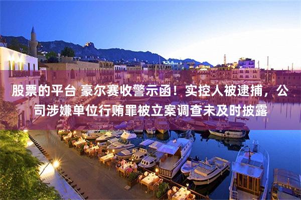 股票的平台 豪尔赛收警示函！实控人被逮捕，公司涉嫌单位行贿罪被立案调查未及时披露