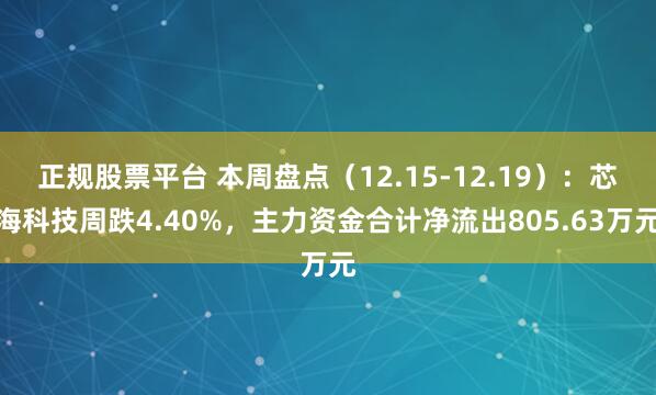 正规股票平台 本周盘点（12.15-12.19）：芯海科技周跌4.40%，主力资金合计净流出805.63万元