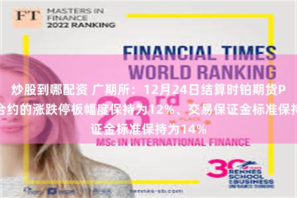 炒股到哪配资 广期所：12月24日结算时铂期货PT2610合约的涨跌停板幅度保持为12%、交易保证金标准保持为14%